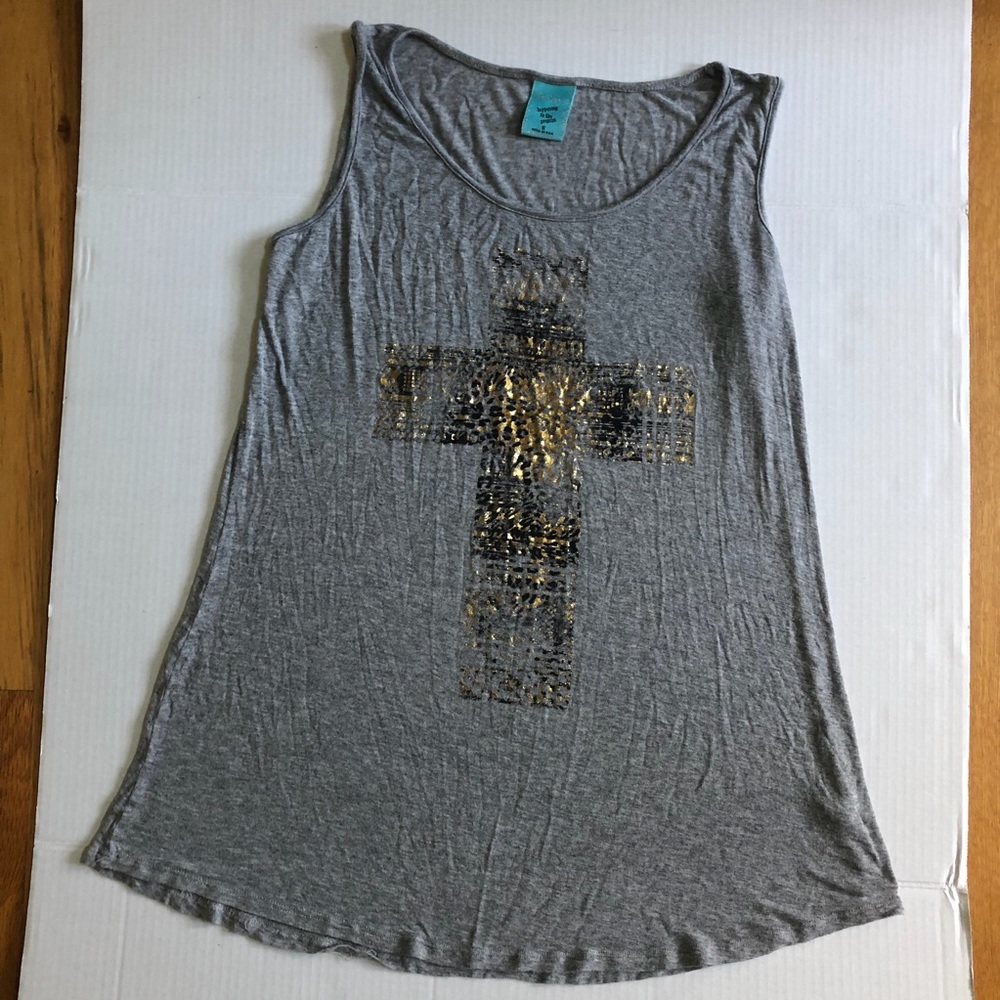 Grey Tank With Gold Cross